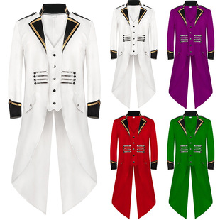 万圣节欧美宫廷燕尾服中世纪复古中长款外套蒸汽朋克王子cos服男