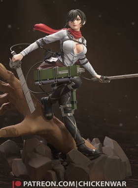 AH05 Attack on TitanMikasa Ackerman GK白模手办 光固化3D打印