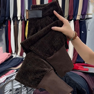 胖MM显瘦高腰亮丝满天星哈伦老爹裤 小脚马裤 厚 女大码 加绒加厚冬裤