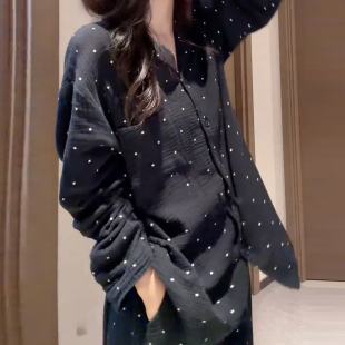 2026新款韩版纯欲风纯棉睡衣女秋季长袖气质宽松舒适家居服套装