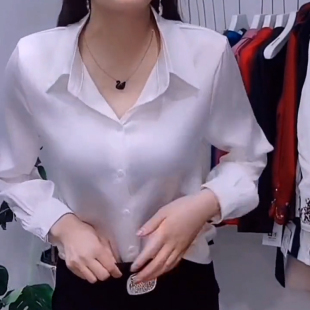 经典 衬衫 韩版 女装 简约纯色缎面单排扣洋气显瘦潮 女春秋2025年新款