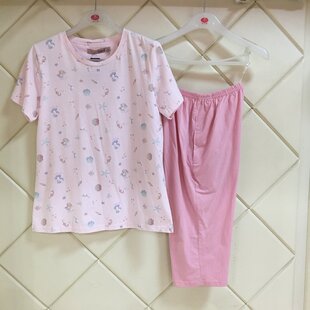 达尔丽专柜正品女春夏短袖套头七分裤简单睡衣家居服套装881217
