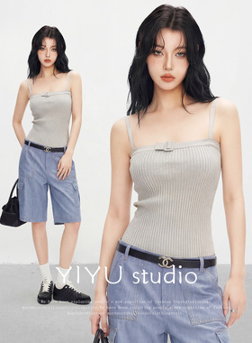 【伊予YiYu】设计感针织吊带背心女百搭修身内搭外穿打底辣妹上衣