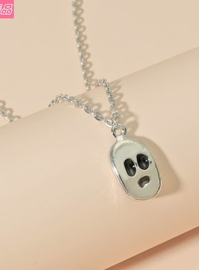 Halloween Ghost Face Skeleton Chain Pendant Necklace Punk
