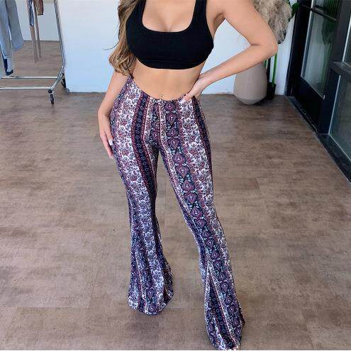 Women Pants Baggy Flared Boho Wide Leg Gypsy Palazzo Trouser