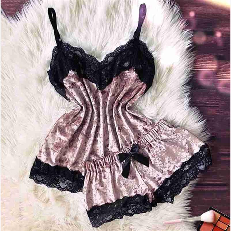 Nightwear Cute Cami Top and Shorts Pijama Mujer