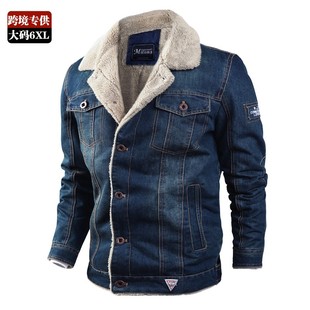 Plus Size Jeans Denim Jacket Coat For Men Clothes Winter Man