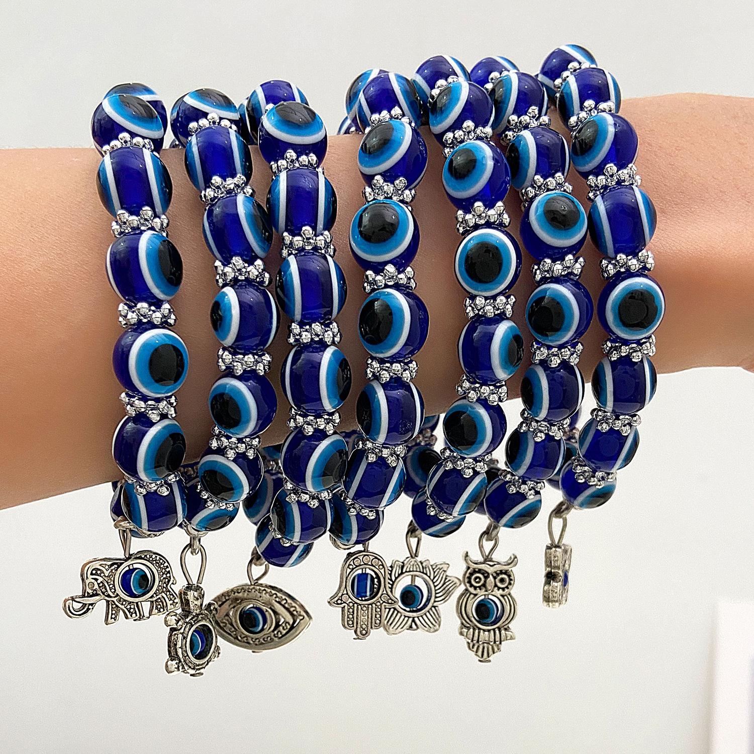 handstring Butterfly Resin Ball Blue eyed Bracelet Girl 手链