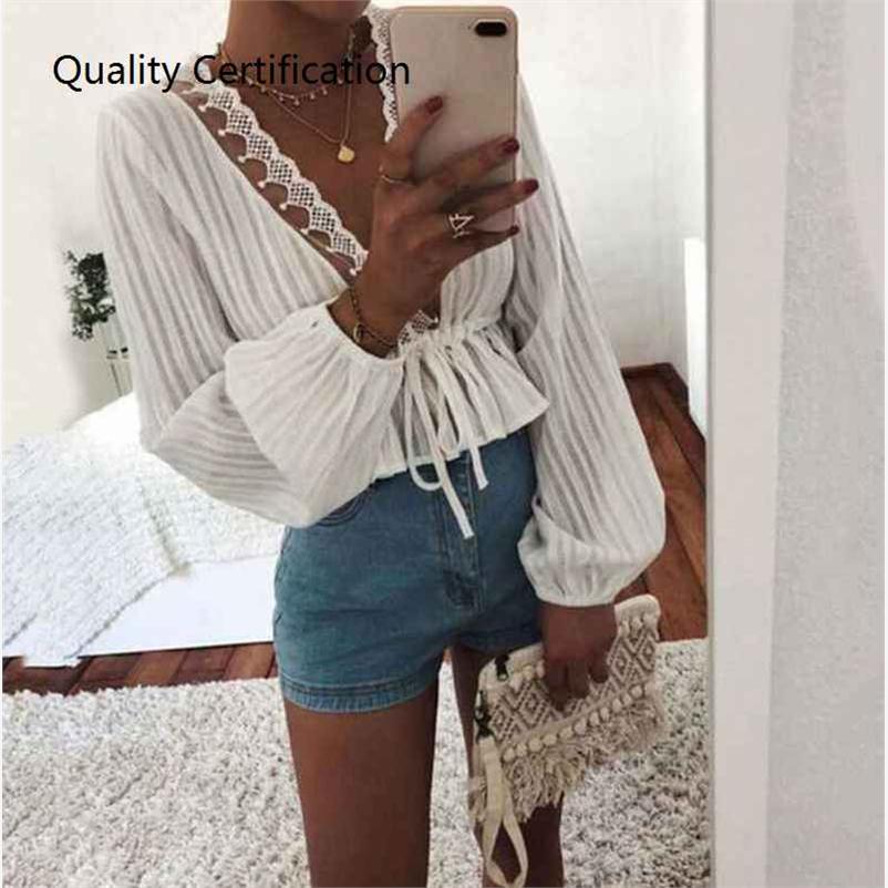 blusa suelta volantes camisas Oto?o de talla grande S-2XL