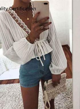 blusa suelta volantes camisas Oto?o de talla grande S-2XL