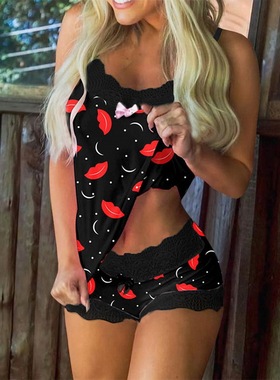 less Pyjamas Shorts Set Lace Pajama Suit Women Nighties睡衣