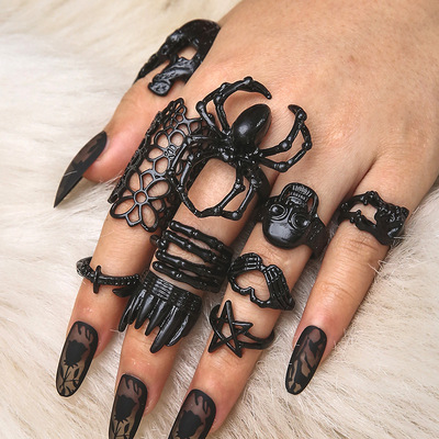 Halloween Skull Skeleton rings Spider Mask joint Ring Set 戒