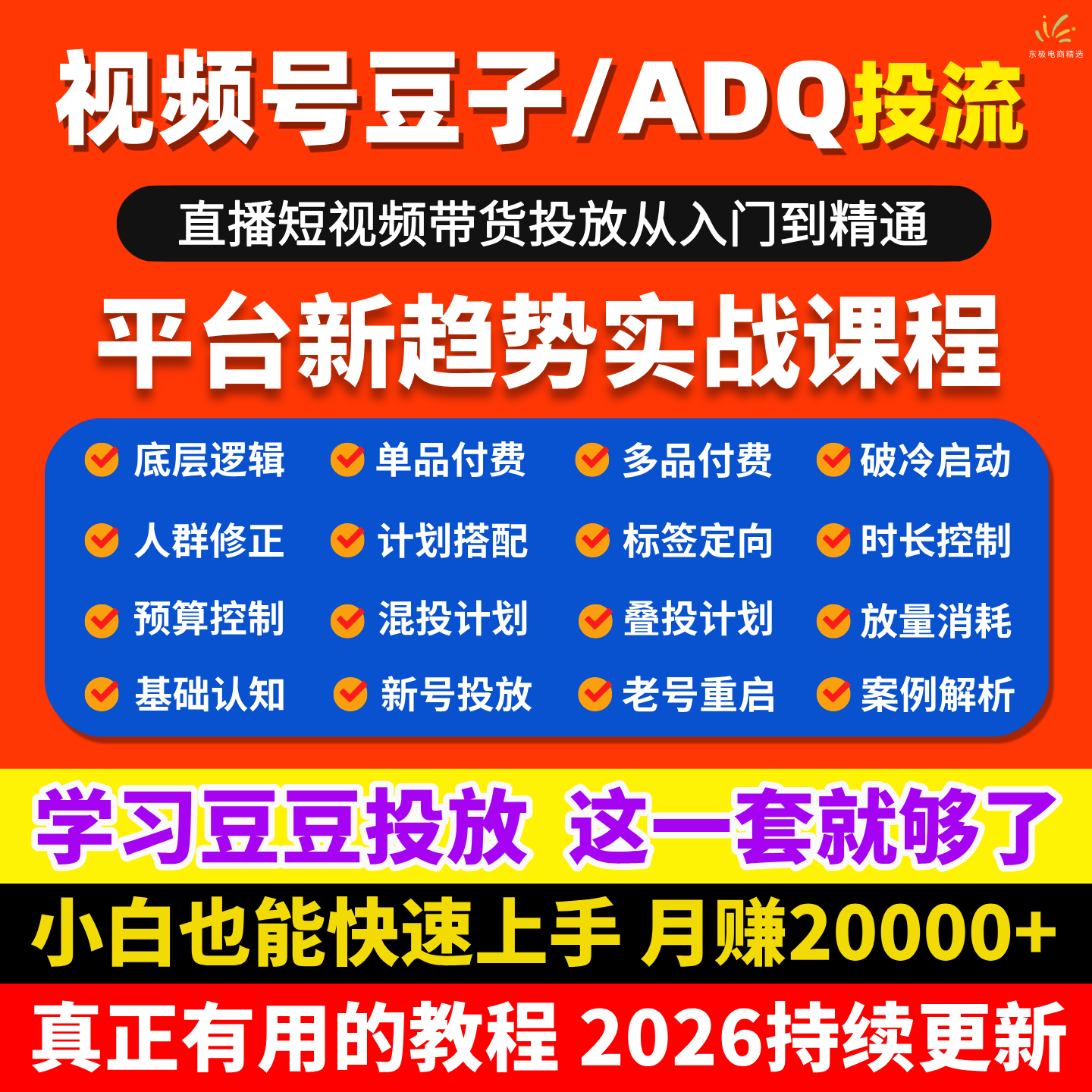 2026视频号豆豆投放ADQ投流教程直播短视频电商带货获客加热课程图片