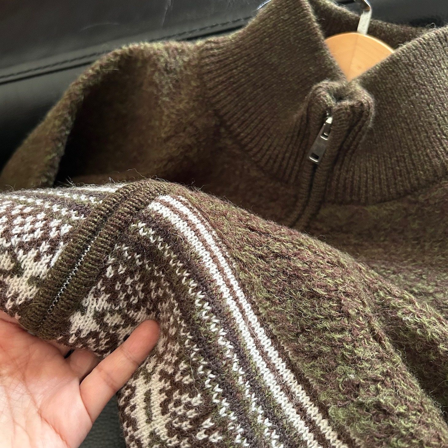 费尔岛加厚拉链毛衣开衫