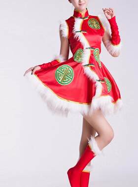 中国风民族服红色秧歌服礼服