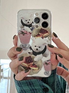 PANLINGWAN原创小修狗猫咪甜点透明硅胶软壳适用于iPhone13promax