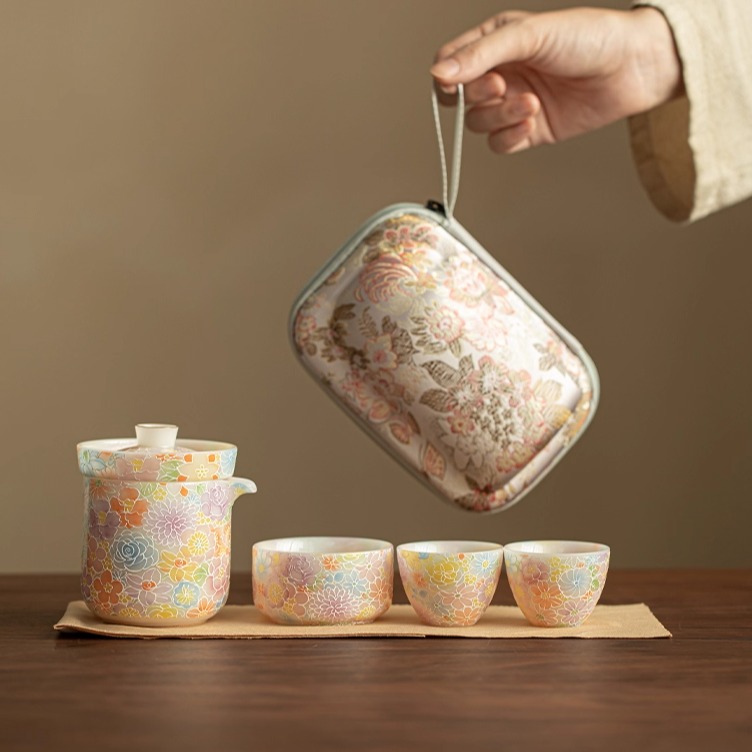 璞玉百花争艳一壶三杯快客杯