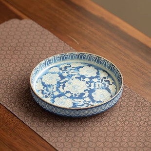 仿宋汝窑元青花壶承开片养线陶瓷大号中式高端干泡台壶垫功夫茶具