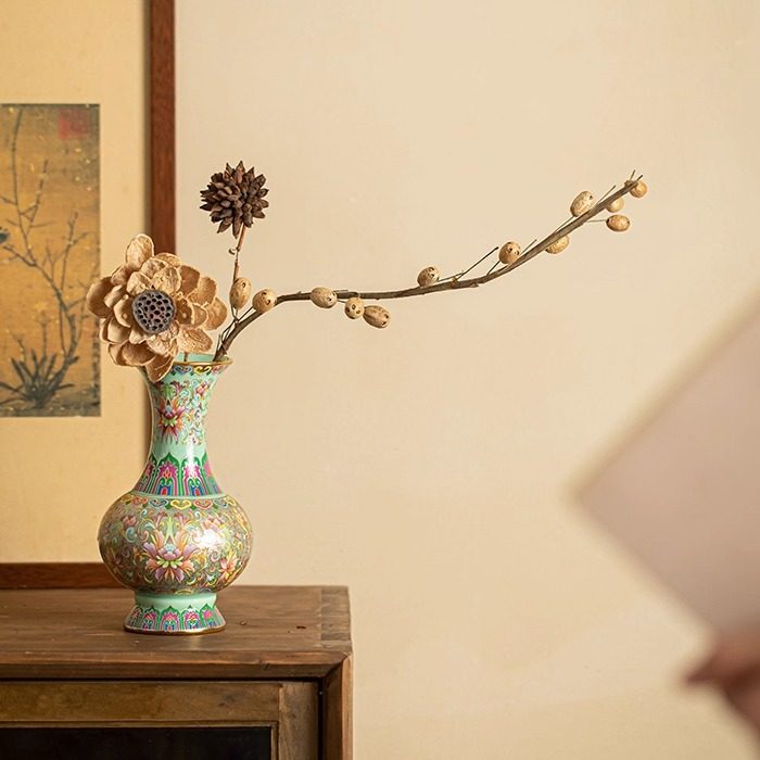 珐琅彩掐丝银陶瓷花瓶鲜花家用客厅简约干花插花家居装饰品摆件,家居饰品,花瓶,淘宝优惠券,粉丝福利购,淘宝优惠卷