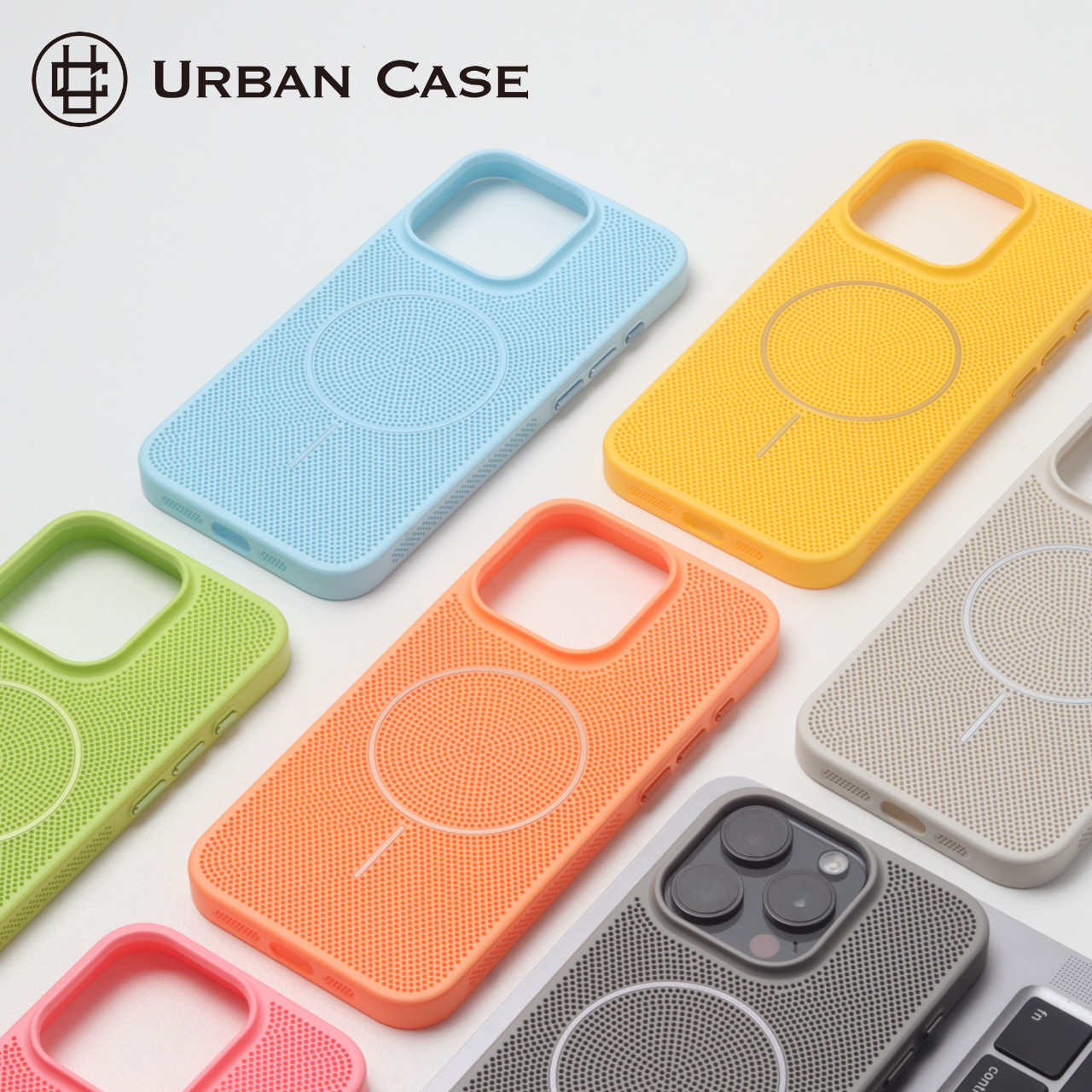 Urban Case 夏日多巴胺风散热网壳磁吸适用于iPhone16promax手机壳15pro保护套轻薄情侣配色个性创意