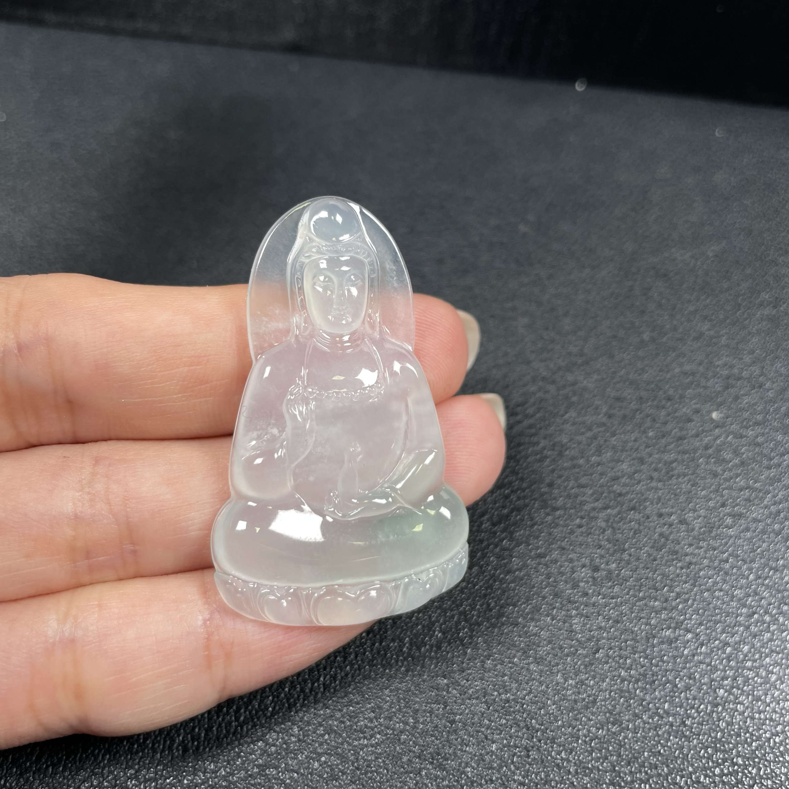 天然缅甸翡翠玉观音冰种起胶飘色观音吊坠男女款玉挂件平安守护