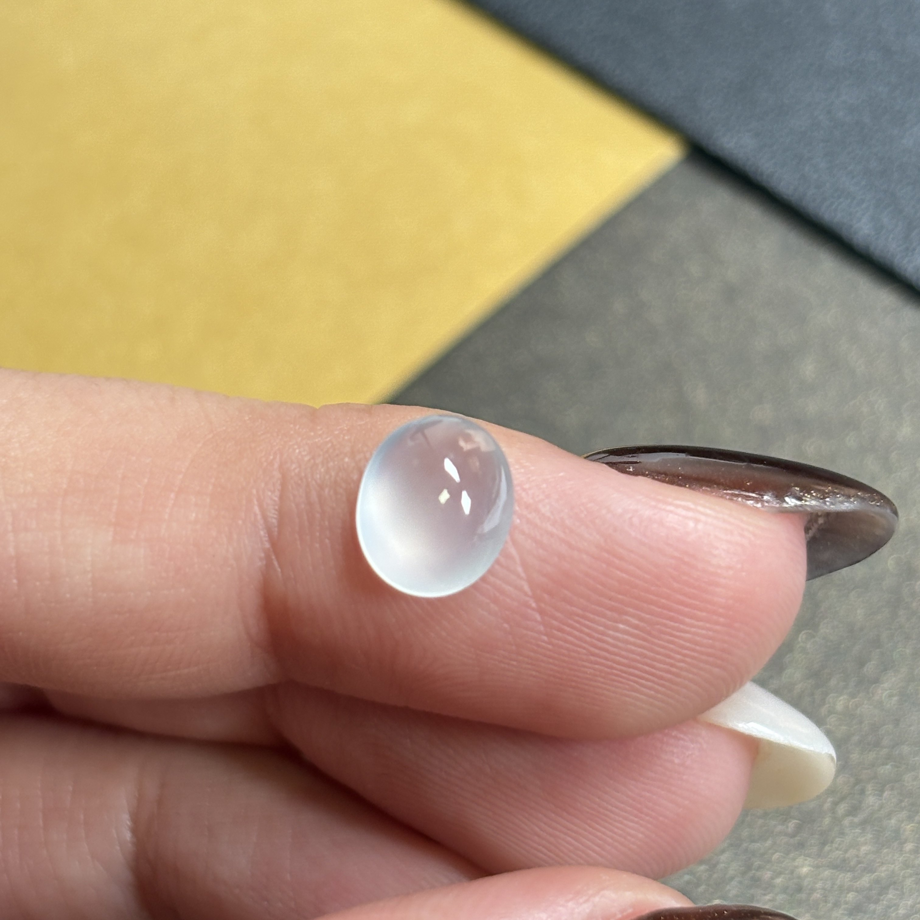 缅甸天然A货翡翠高冰种起光蛋面 白冰翡翠戒面裸石 镶戒指提溜