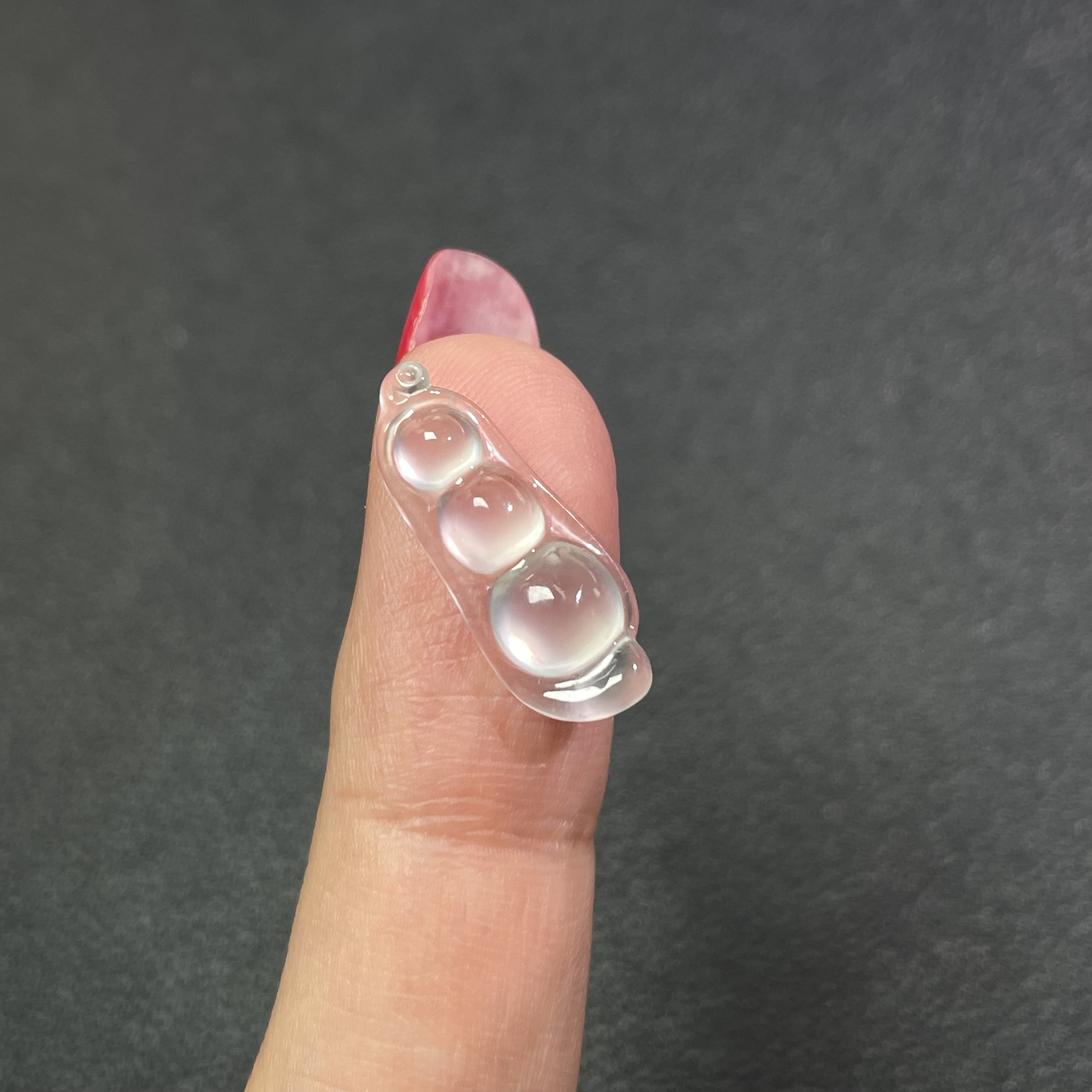A货玻璃种起光白冰福豆裸石 天然缅甸翡翠豆荚 揭阳新款福豆