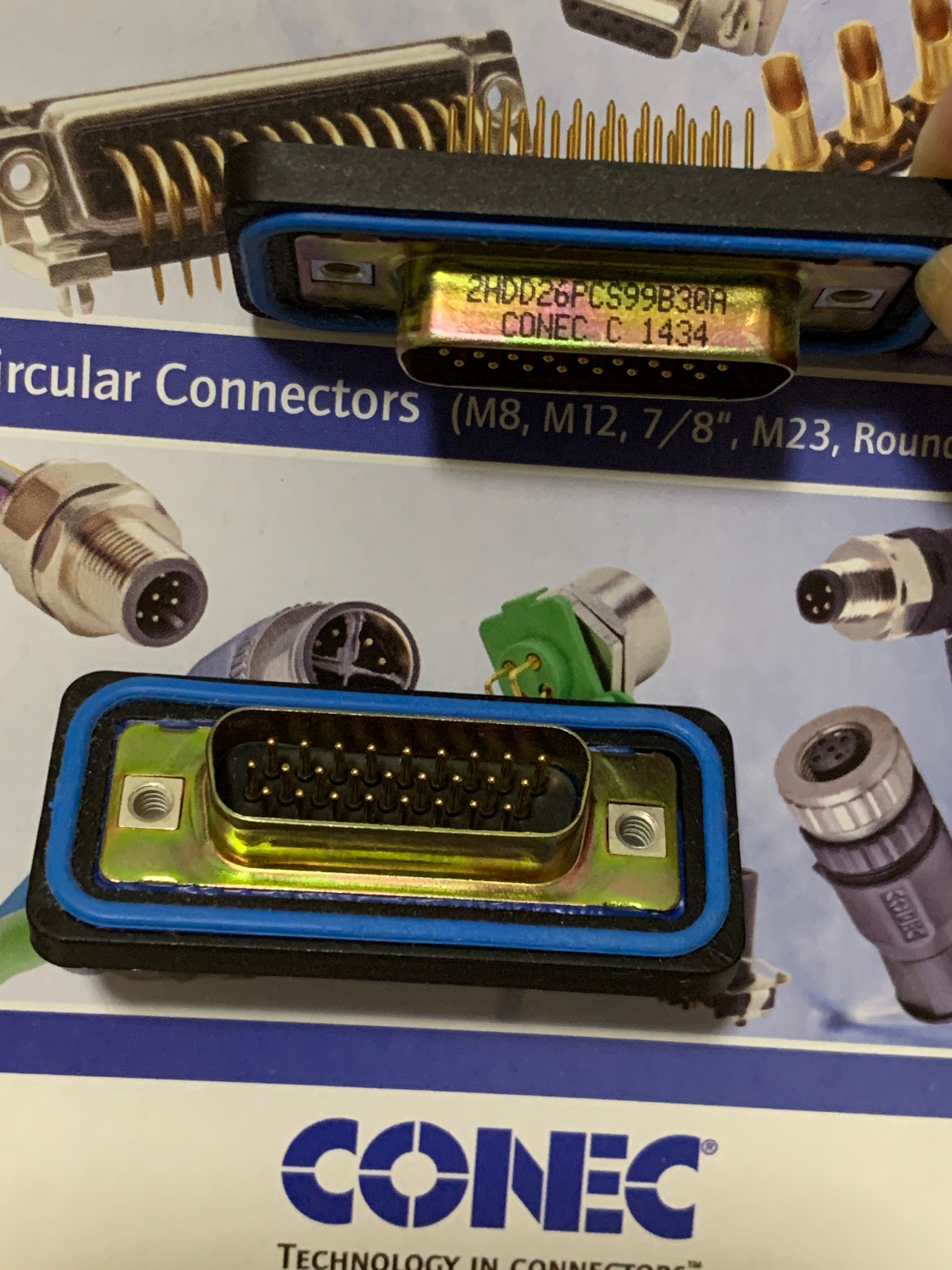 2HDD26PCS99B30A CONEC 26位D-SUB 高密度插头公引脚 IP67防水