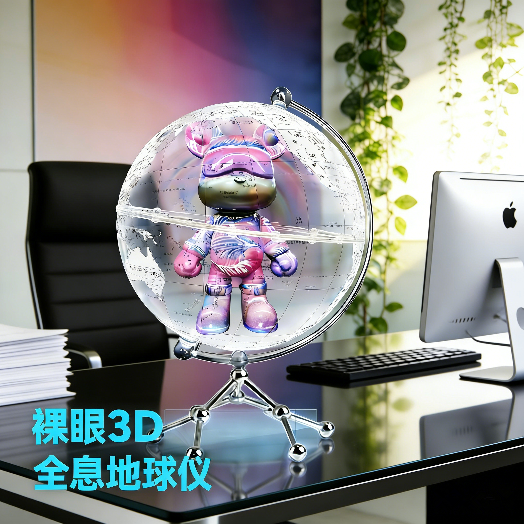 裸眼3D光影灯全息地球仪显示自由更换图片视频桌面科技感桌搭摆件