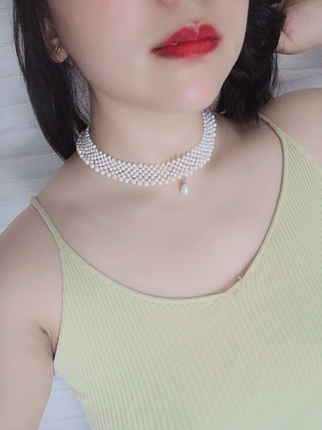 甲状腺饰品 日韩女遮手术疤痕项链宽大颈带挡 颈纹宽珍珠