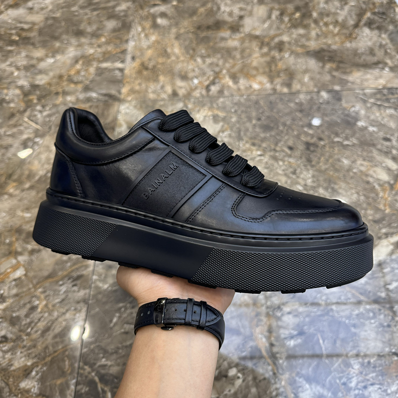 真皮男鞋秋季新款头层牛皮厚底休闲鞋韩版时尚百搭皮鞋系带运动鞋