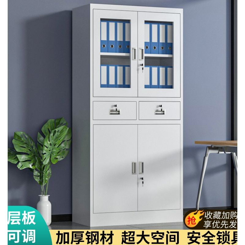 办公室铁皮文件柜二斗器械柜带抽屉车间工具柜收纳柜储物放书柜子