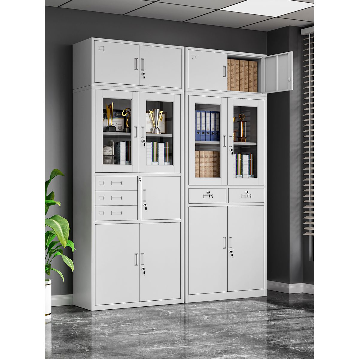 加厚钢制办公室文件柜铁皮柜子档案柜资料柜财务凭证带锁储物书柜