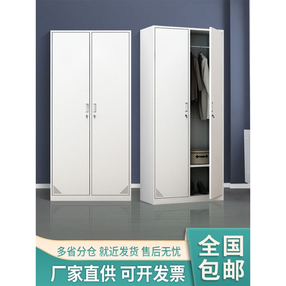 钢制二门更衣柜铁皮员工宿舍换衣柜家用浴室收纳柜带锁双门存包柜