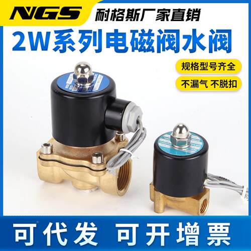 20V铜水用电磁阀常闭2黄铜电控水阀4分0W160-15181阀门025-082DN5