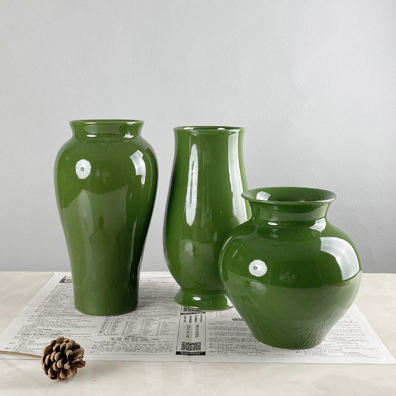 景德镇陶瓷花瓶餐桌客厅插花装饰绿色陶罐多肉坛子茶室禅意摆件,家居饰品,花瓶,淘宝优惠券,粉丝福利购,淘宝优惠卷