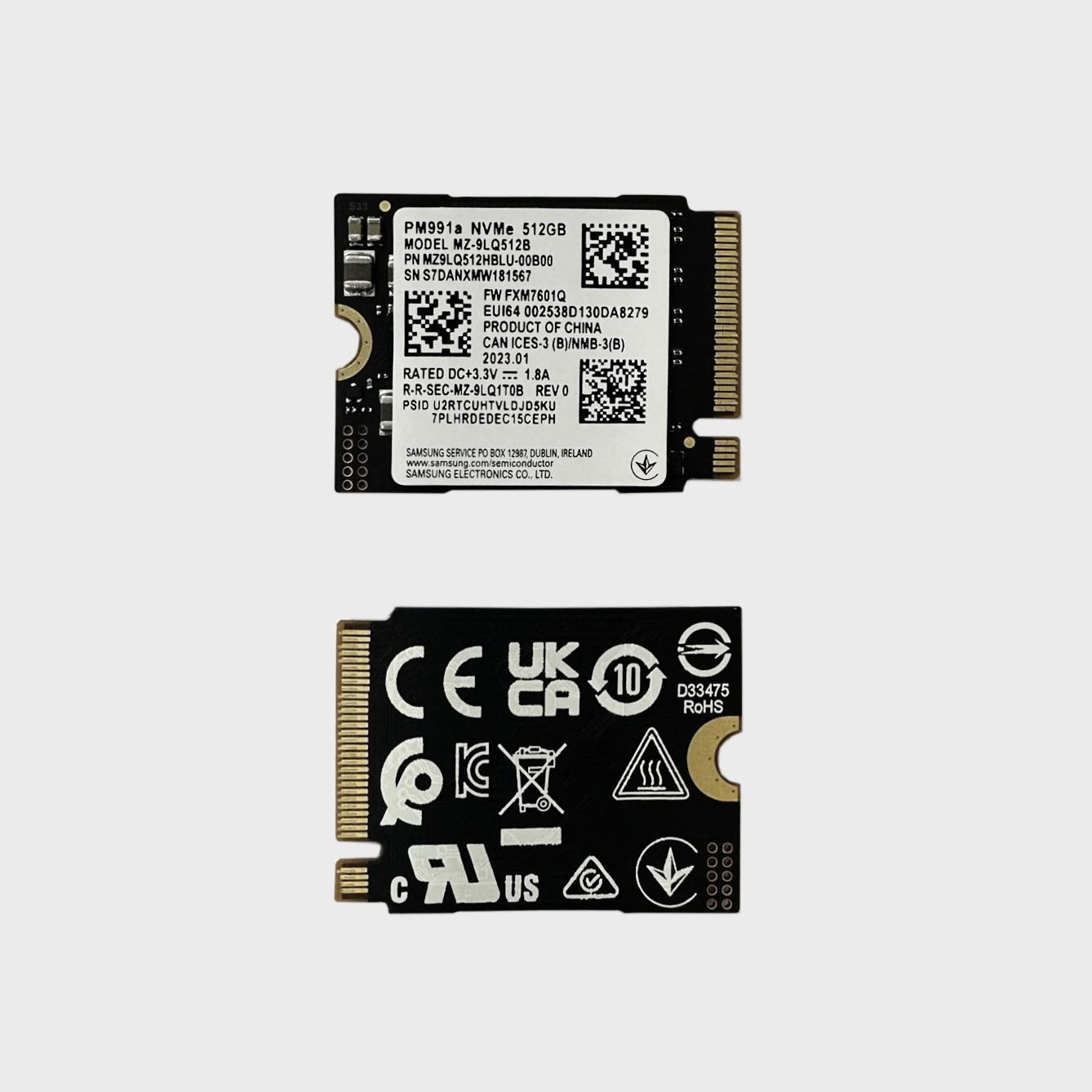 Samsung/三星PM991a 512GB M.2 2230 NVME PCI-E3.0固态硬盘SSD