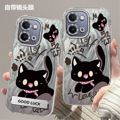 带镜头膜适用vivo Y6通用Y6m手机壳vivo y6a全包V2531A可爱猫咪高颜值防摔硬壳V2532BA高级感保护套轻奢新款