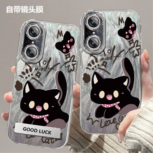 带镜头膜适用于华为nova9se手机壳全包jlnal00可爱猫咪高颜值防摔硬壳高级感保护套轻奢软边创意新款手机套潮