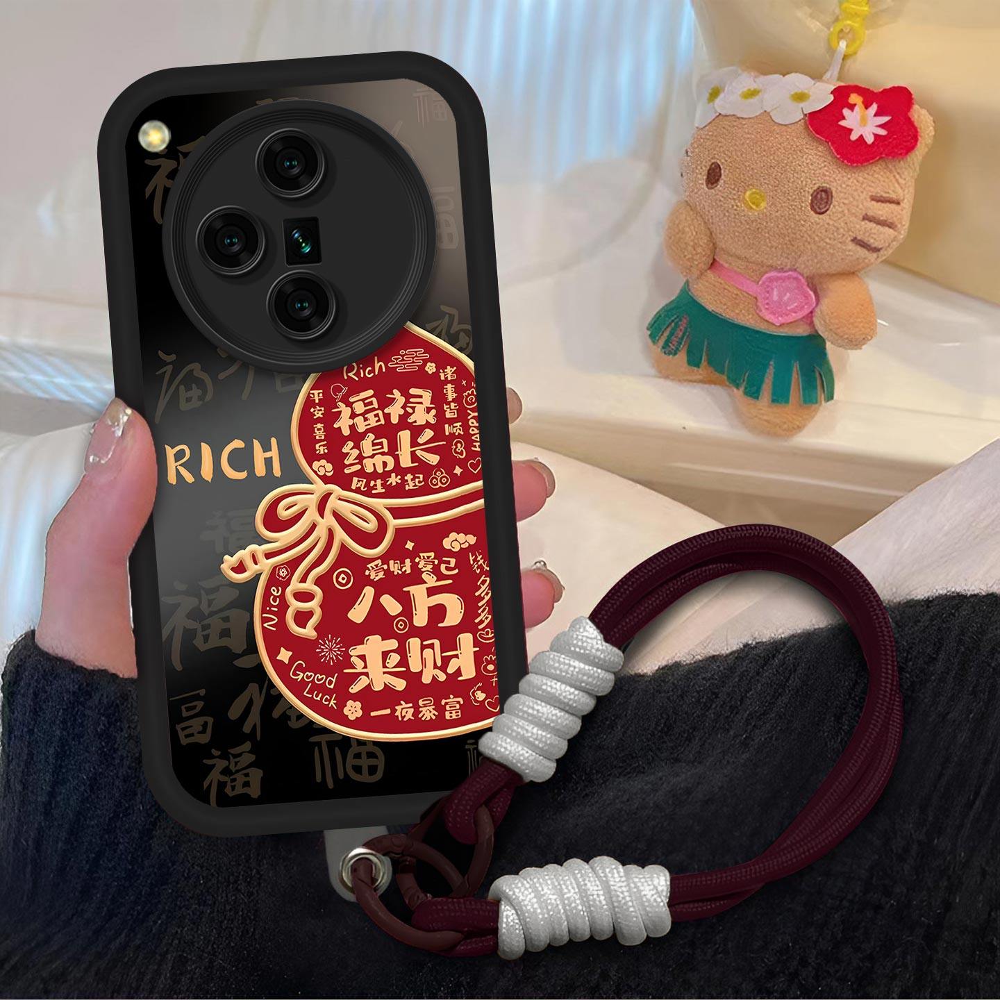 八方来财适用于OPPO Findx7手机壳Findx7Ultra镜头全包保护套PHY110中国风气囊防摔软壳高级感PHZ110创意新款