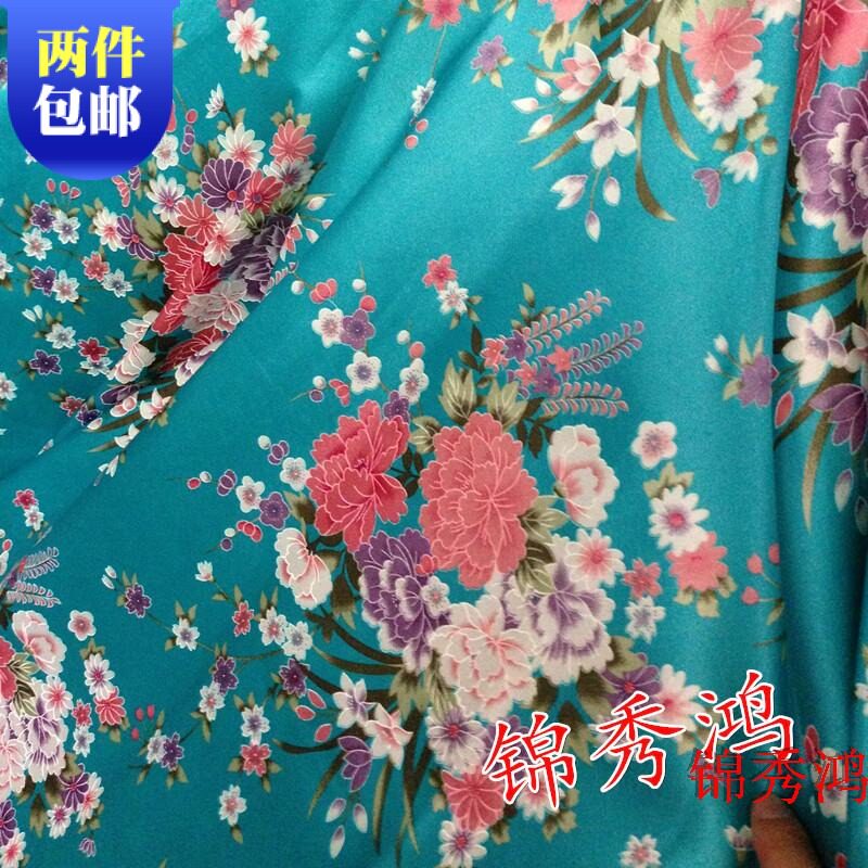 仿真丝丝绸面料 服装睡衣连衣裙布料旗袍布料/旗袍面料 色丁印花