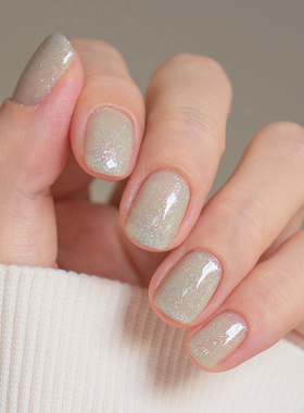 玩卡218 豆沙裸灰绿色细亮片裸色系blingbling可卸光疗美甲甲油胶