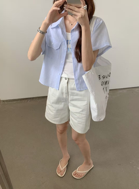 NN | 2025新款时尚百搭短袖衬衫两件套女高级感小众设计感上衣
