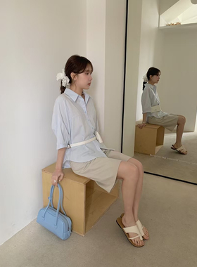 NN | 2025新款百搭短袖衬衫女高级感小众设计感上衣显瘦衬衣