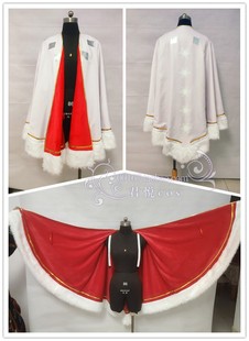 君悦Sky光遇冬季宴会长老白金红绒雪花加绒加厚cos服装斗篷