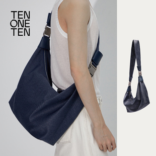 田文田原创设计实用 超大牛仔色单肩斜挎手提饺子包 ONE TEN