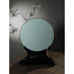 【吴进冰生白冰玉璧】龙泉青瓷家居摆件高端手工艺术品冰裂纹饰品