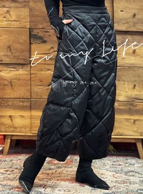 【羊在在】民族风拼接菱格压线羽绒裤冬防风保暖哈伦裤KZ24XL253