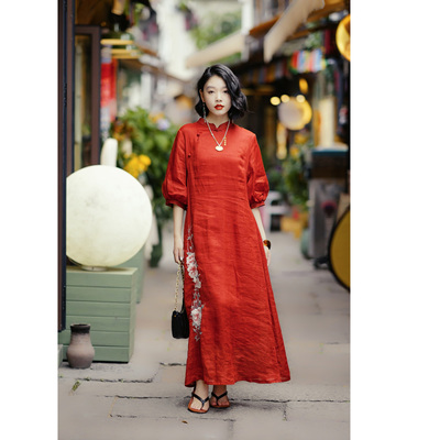 中式连衣裙洋气民族风