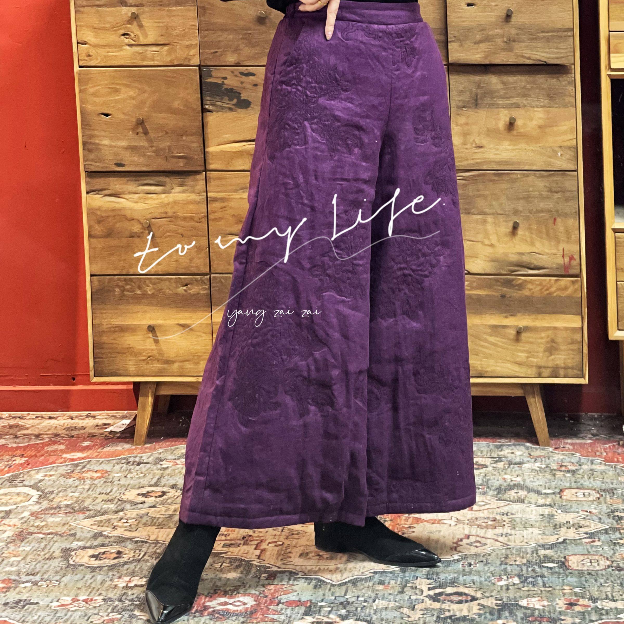 YANGZAIZAI/羊在在加绒夹棉加厚满绣棉裤秋冬KZ90222